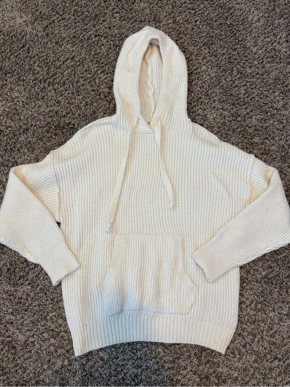 Double Zero Cream Knit Hoodie Sweater - Women's Pullover